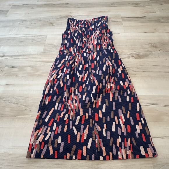 Boden 4R US 8R UK Emma Dress V-Neck Textured Confetti Geometric Pattern Blue - Picture 3 of 11